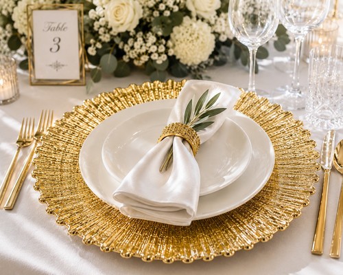 Set gold glass charger - gold,