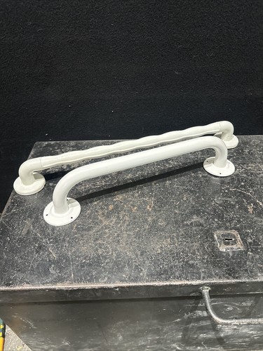 Two white mobility grab - white, rails