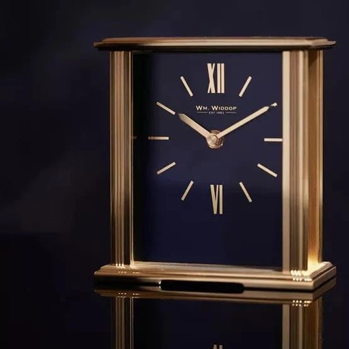 Gold mantel clock navy face - gold,