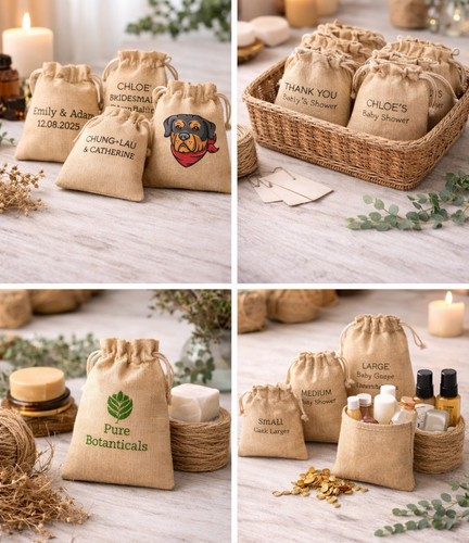 Custom jute drawstring bag - custom,