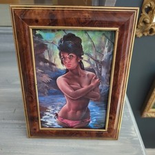 J H Lynch Woodland Nymph 1960's style framed print woman. Vintage style