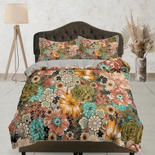 Vintage retro bedding shabby chic duvet cover queen, king, boho duvet, designer
