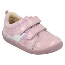 Girls Startrite Patent Leather Dual Strap Wide Casual Shoes Pink UK 5 Infant G