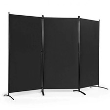 3-Panel Freestanding Wood Room Divider with Durable Hinges Steel Base