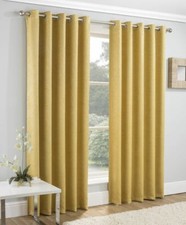 VOGUE THERMAL BLOCKOUT LINED CURTAINS EYELET RING TOP PLAIN TEXTURED READY MADE