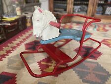 Vintage Kids GEE-GEE Rocker By Triang Retro Toy Prop Red And Blue Horse Rocking