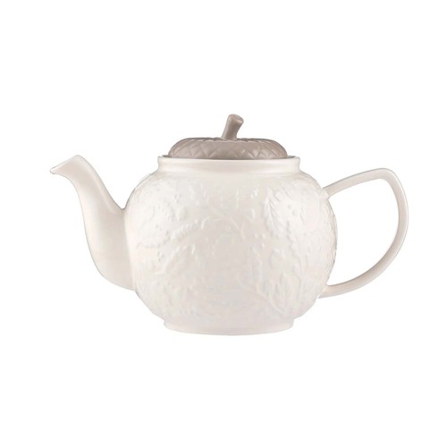 Stoneware teapot embossed - stoneware,
