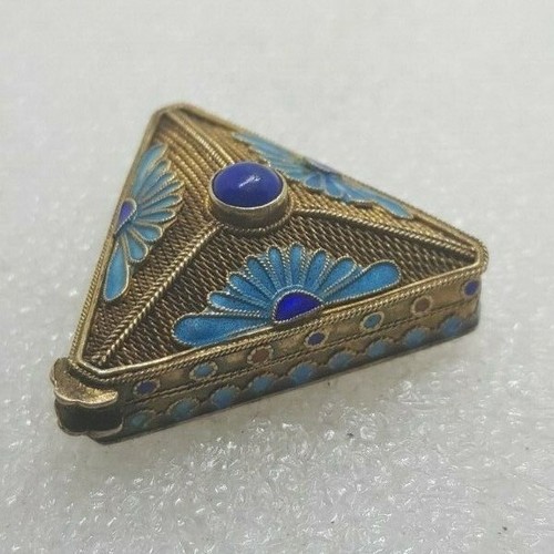 Silver triangular box vintage - triangular,