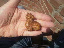 1a. Hand Carved wood netsuke Turtle dragon collectable boxwood mythical figure