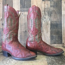 Larry Mahan Snakeskin Vintage Western Cowboy Boots Mens 8.5 D