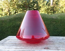 Red conical glass shade - red,