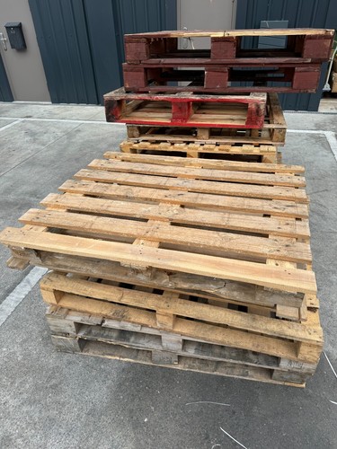 Various empty wooden pallets - wooden,