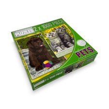 2 Jigsaw Puzzles 2 x 1000 Piece Premium Puzzles per Box Adorable Pets Puppy Cats