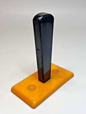 Antique Art Deco Butterscotch Amber Marbled Jet Black Bakelite Holder 80gr