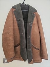 Vintage Nursery's 100% Sheepskin Genuine Tan And Khaki Coat Mens Size Large