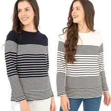 Womens Stripe Jumper Top Navy