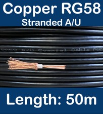 50m Copper Black RG58 A/U 50