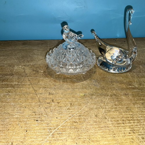 Vintage glass swan rink holder - rink,