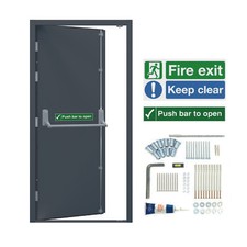 Industrial Fire Exit Door | RAL7016 Grey | Emergency Panic Escape Steel Security