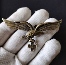WW2 German Bronze Eagle w/ Iron Cross Badge Hat Insignia Medal Germany Air Force