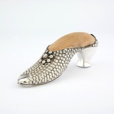LARGE Antique Novelty Solid Sterling Silver Shoe Pin Cushion. Adie & Lovekin.