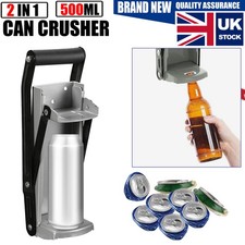 2IN1 Large 16oz Tin Can Crusher Wall Mounted Beer Bottle Opener Recycling Tool