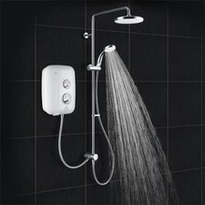Mira Elite SE Dual Head Pumped Electric Shower - 9.8kw White & Chrome 1.1941.003