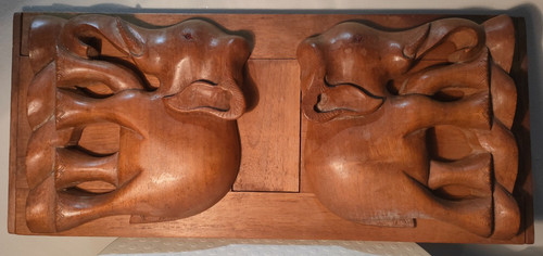 Elephants wooden carved - wooden,