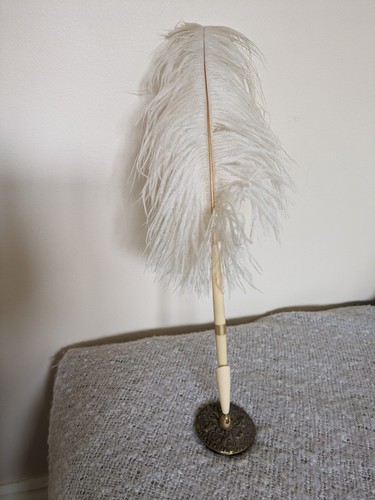 Vintage ivory effect feather - vintage,