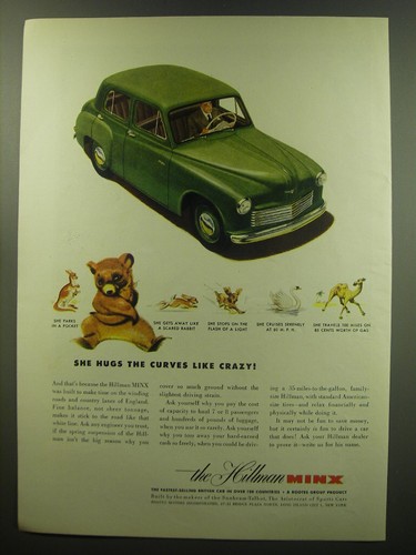 1949 hillman minx car - ad,