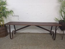 Vintage Reclaimed Industrial Rustic Wrought Iron Solid Wooden Bench Seat