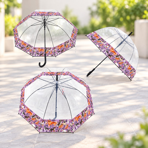 Dog print clear dome - clear, umbrella
