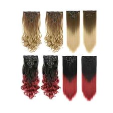 Two Tones Clip In Hair Extension like real human hair in Curly/Straight Style