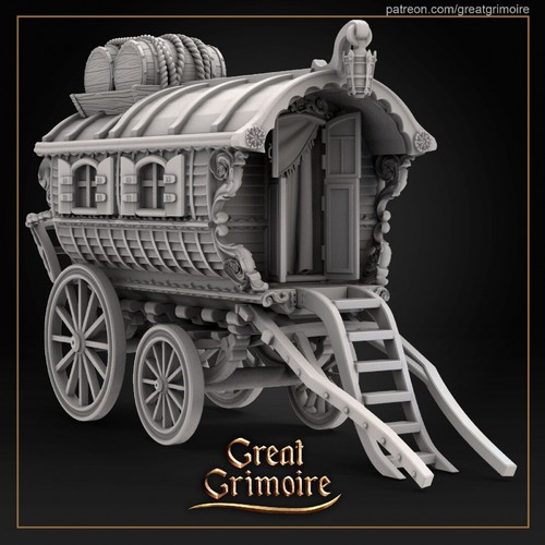 Vardo gypsy caravan miniature - caravan,