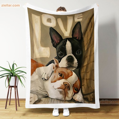 Boston terrier love fleece - love,