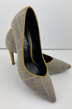 Lunar Elegance Samir Women's High Stiletto Heel Mustard, Check Shoes, UK 4, VGC.