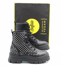 BUFFALO ASPHA MID PIN STUDDED WOMENS VEGAN BOOTS UK 6.5 EU 40 BLACK RRP £160 AD
