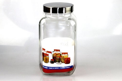 Square glass jar with - jar,