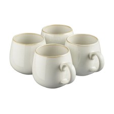 Nordic Stoneware Mugs Tea Coffe Cups Microwave Safe Large Set of 4 – White