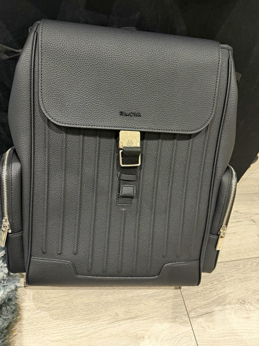 Rimowa black leather daypack - black,