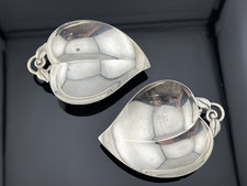 Pair of Rare Tiffany & Co Makers Sterling Silver Peach Leaf Dish American 3.25”