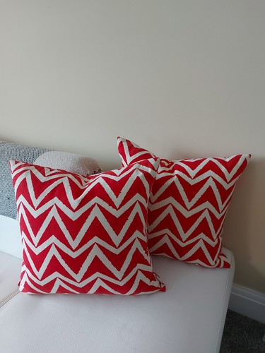 Luxury patterned red cushion - red,