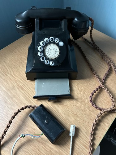 Black bakelite atm telephone - bakelite,