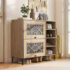 Freestanding Shoe Organizer Shoe Storage Cabinet-Oak