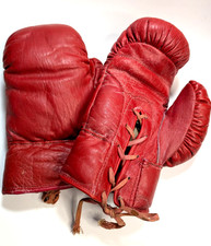 Vintage Leather Boxing Gloves 1950's 60's Film Prop Shop Display