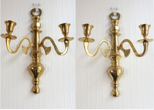 Vintage pair solid brass arm - brass,