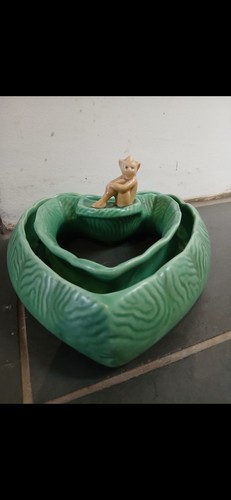 Sylvac green posy holder heart - sylvac,