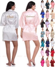 UK Personalised Wedding Robe Bridesmaid Bride Mother Dressing Gown Satin Silky