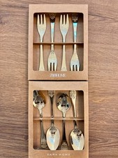 Zara Home Luxury Gold-Tone Engraved Cutlery Set (8 Pieces) - 4 forks & 4 spoons