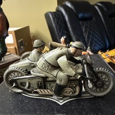 Tin Windup Motorcycle With Sidecar Gunner 